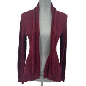 Wooden Ships Knit Cardigan Cotton Blend Size S/M Red Open Front